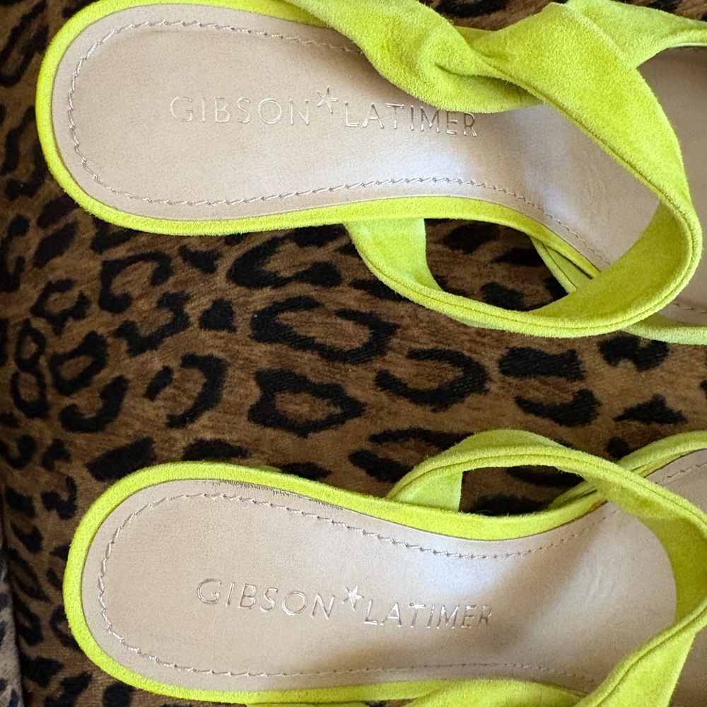Gibson Latimer Neon PALE GREEN SUEDE Heels. - Picture 3 of 5
